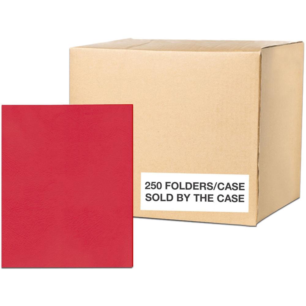 Roaring Spring Case of 10 Boxes of Paper Pocket Folders, 11.75"x9.5" , Twin Pockets hold 25 sheets each, 11 pt tag board, 25/box, Red Color - 8 1/2" x 11" - 50 Sheet Capacity - 2 Internal Pocket(s) - . Picture 1