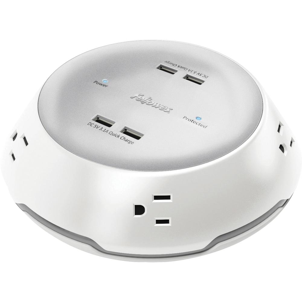 Collaborative Power Pod - White - 3-prong - 5 x AC Power, 4 x USB - 8 ft Cord - White. The main picture.