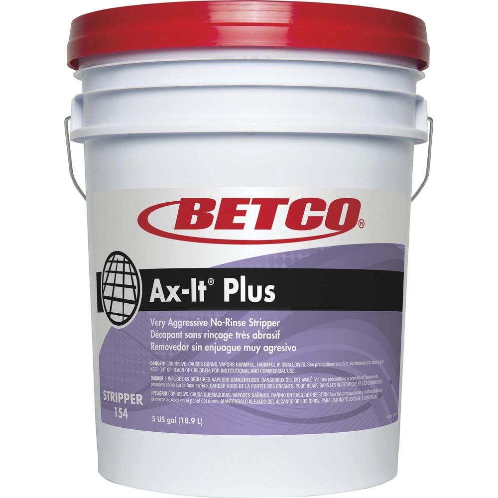 Betco Ax-It Plus No-Rinse Stripper - Liquid - 640 fl oz (20 quart) - Pleasant Scent - 1 Each - Clear. The main picture.
