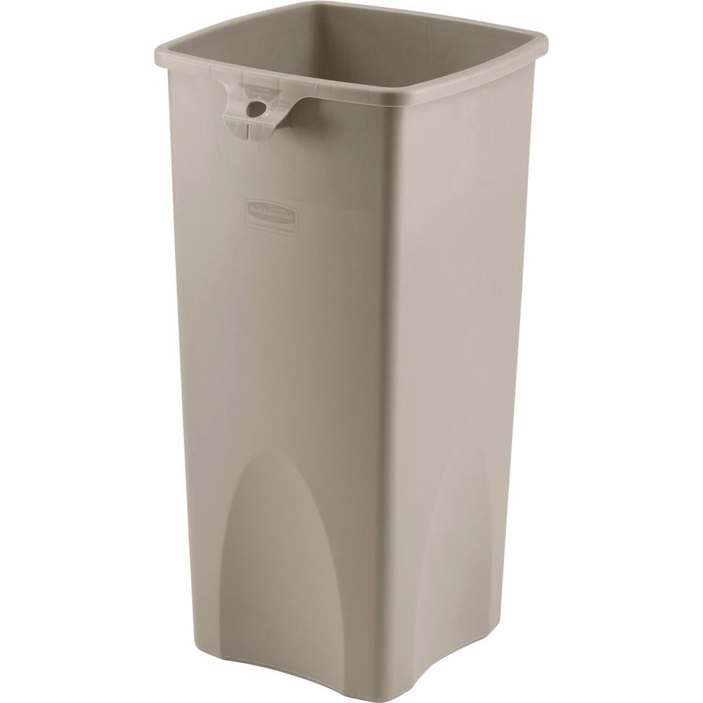 Rubbermaid Commercial Untouchable Square Container - 23 gal Capacity - Square - Durable, Crack Resistant - 32.9" Height x 16.5" Width x 15.5" Depth - Plastic - Beige - 3 / Carton. Picture 1