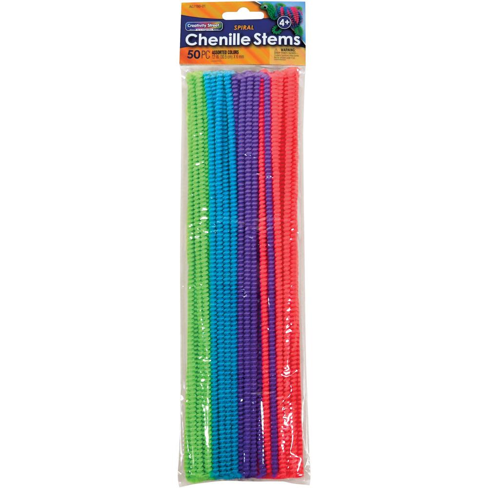Pacon Spiral Chenille Stems - Classroom, Home, Art Project - Recommended For 4 Year - 12"Height x 0.20"Width x 0.20"Length - 600 / Bag - Assorted. The main picture.