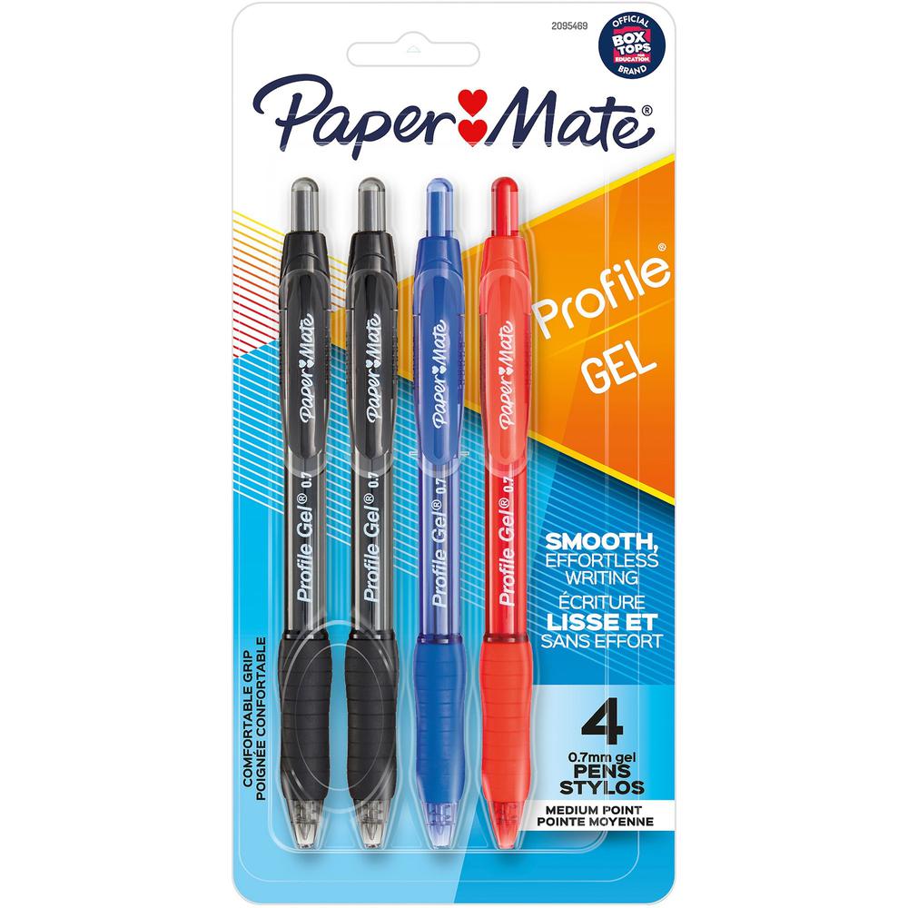 Paper Mate Profile Gel Pen - 0.7 mm Pen Point Size - Retractable - Assorted Gel-based Ink - 4 / Pack. Picture 1