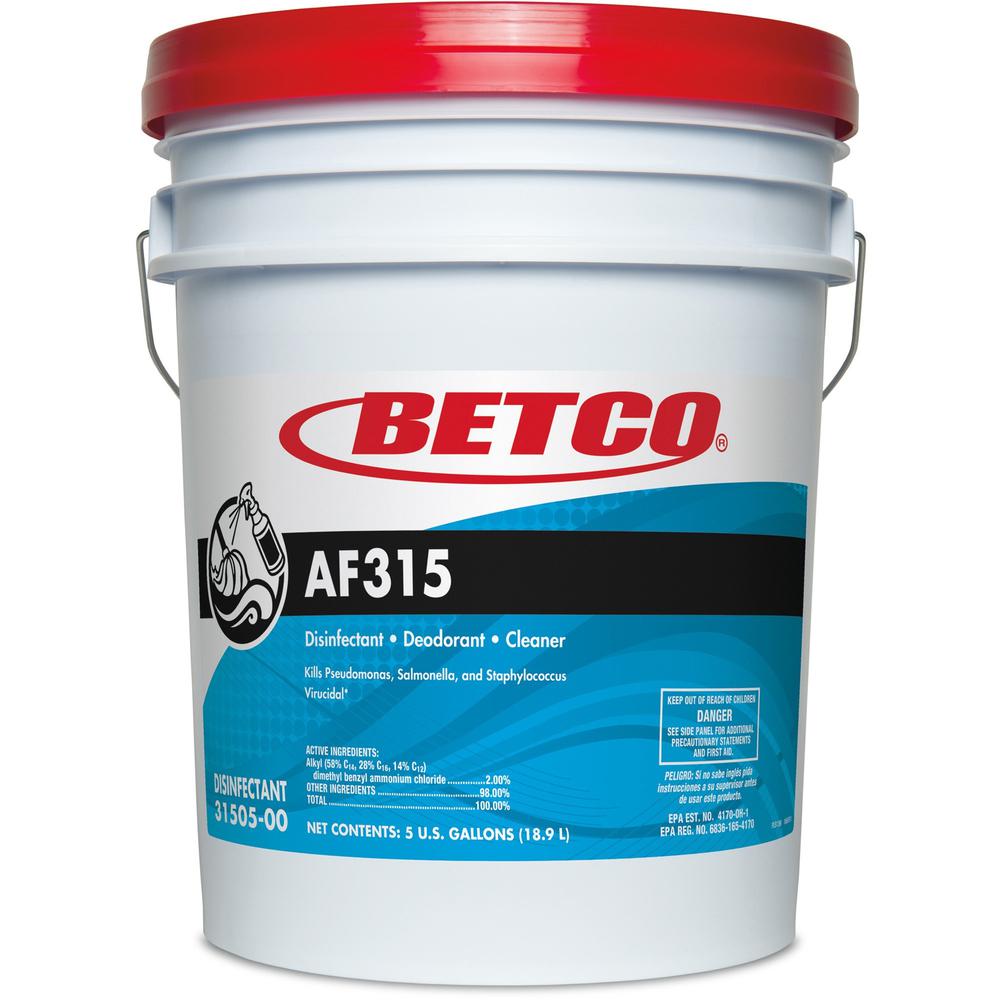 Betco AF315 Disinfectant Cleaner - 640 fl oz (20 quart) - Citrus Floral Scent - 1 / Carton - Turquoise. The main picture.