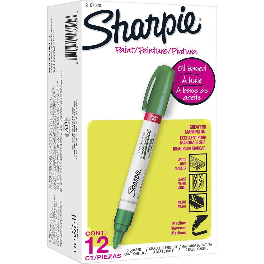 Sharpie Oil-based Paint Markers - Medium Marker Point - Green Oil Based Ink - 12 / Dozen. Picture 1
