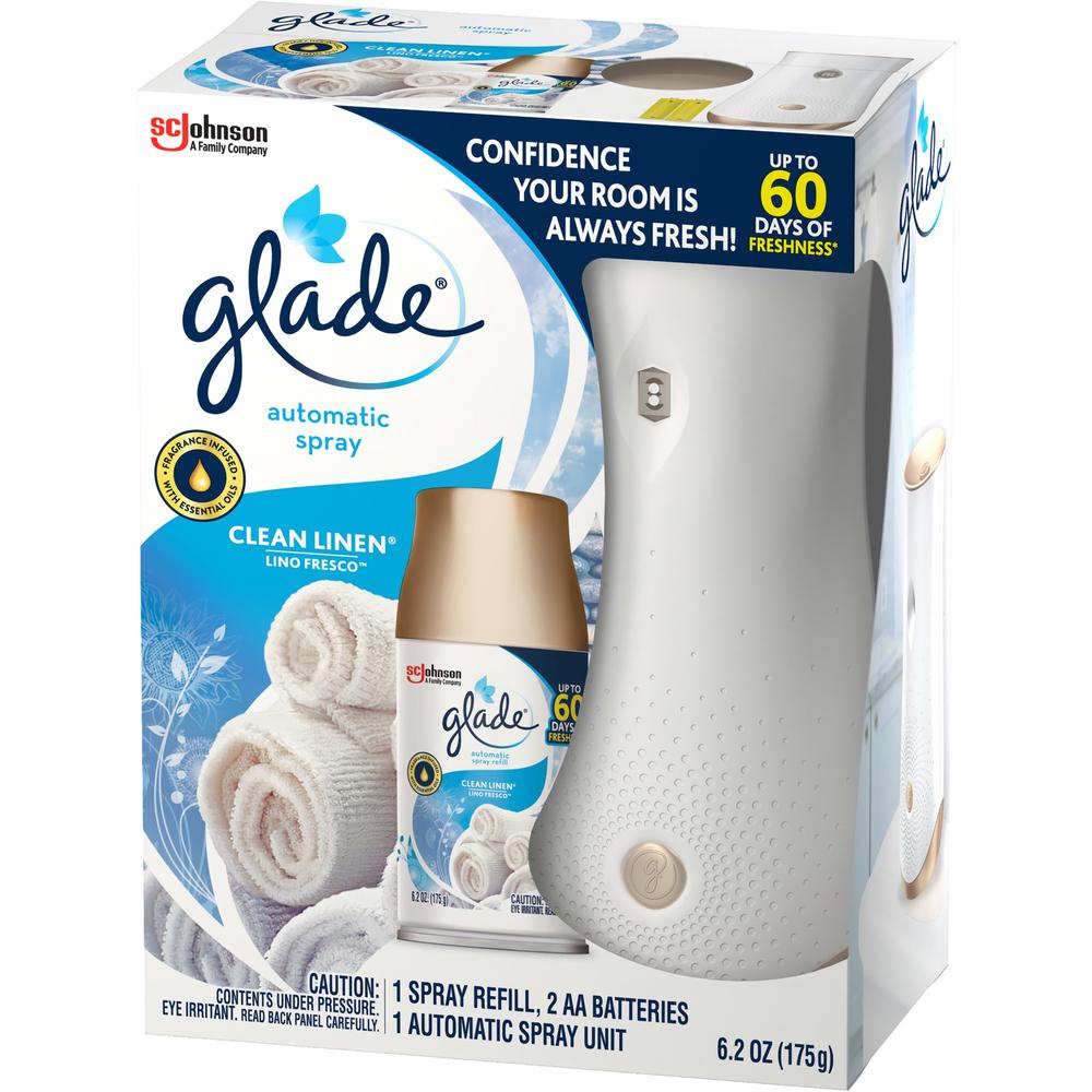 Glade Clean Linen Automatic Spray Kit - Spray - Clean Linen - 60 Day - 4 / Carton - Long Lasting. Picture 1