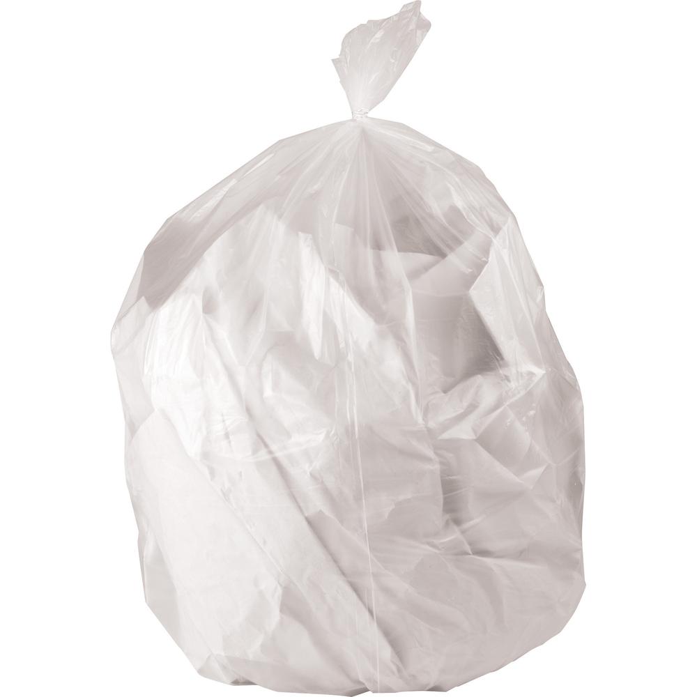 Genuine Joe Strong Economical Trash Bags - 33 gal Capacity - 33" Width x 40" Length - 0.63 mil (16 Micron) Thickness - Clear - Resin - 250/Carton - Waste Disposal. Picture 1