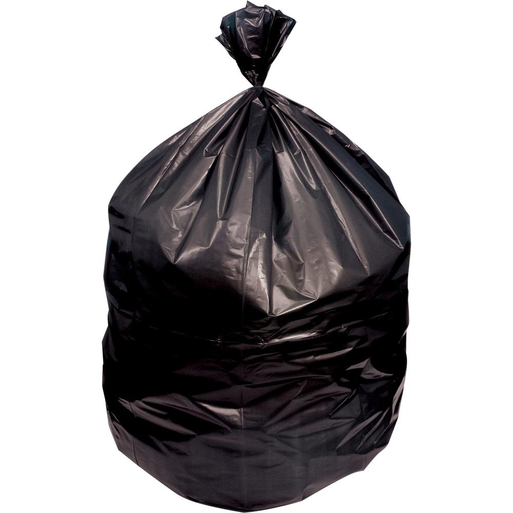 Genuine Joe Strong Economical Trash Bags - 56 gal Capacity - 43" Width x 48" Length - 0.87 mil (22 Micron) Thickness - Black - Resin - 150/Carton - Waste Disposal. Picture 1