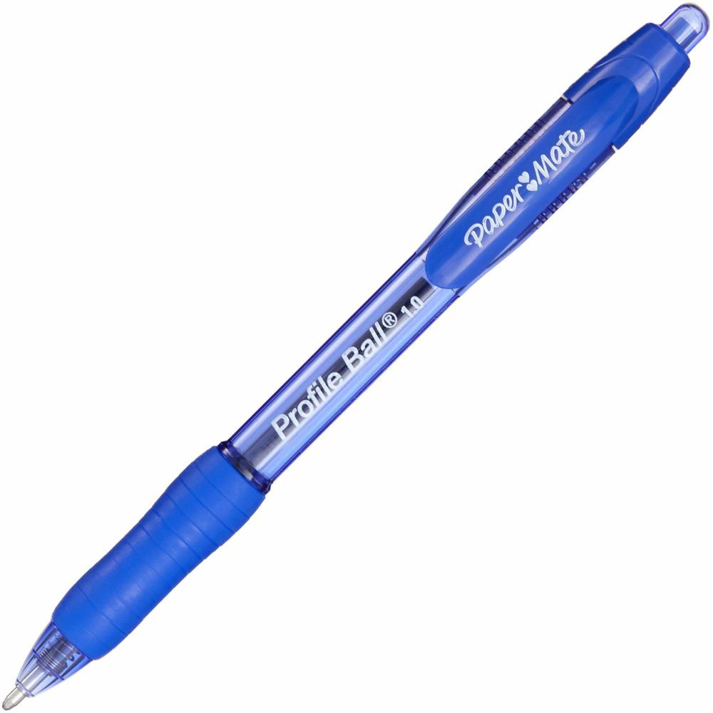 Paper Mate Profile 1.0mm Ballpoint Pens - Medium Pen Point - 1 mm Pen Point Size - Conical Pen Point Style - Retractable - Blue - Blue Barrel - 1 Dozen. Picture 1