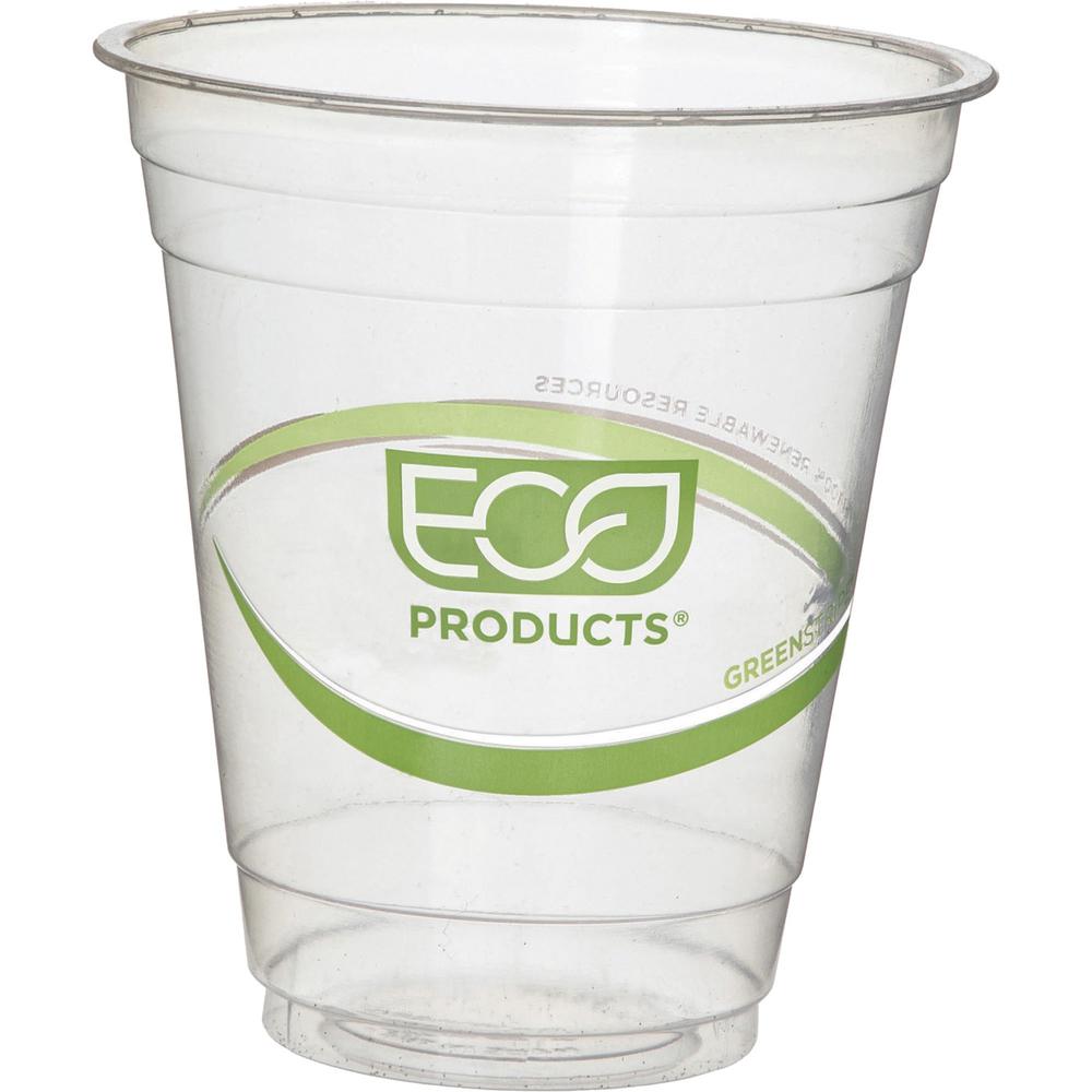 Eco-Products GreenStripe Cold Cups - 12 fl oz - 50 / Pack - Clear, Green - Polylactic Acid (PLA), Plastic - Cold Drink. Picture 1