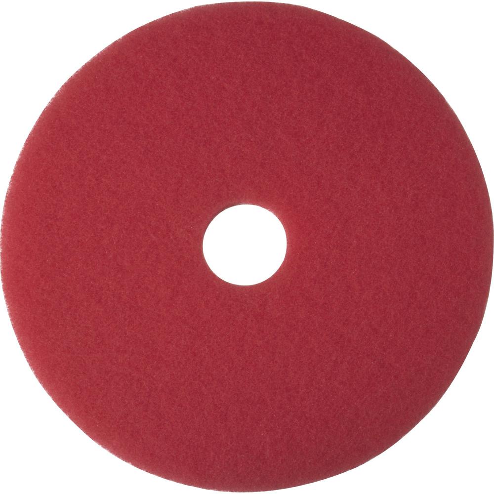 3M Niagara Cleaning Pad - 5/Carton - Round x 14" Diameter - Buffing, Floor - Marble Floor - 175 rpm to 600 rpm Speed Supported - Scuff Mark Remover - Polyester - Red. Picture 1