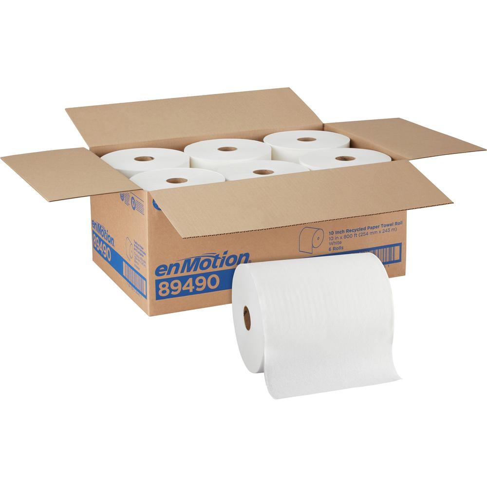 enMotion Paper Towel Rolls, 10" x 800', 40% Recycled, White, Pack Of 6 Rolls - 1 Ply - 10" x 800 ft - 1.75" Core - White - 6 / Carton. Picture 1