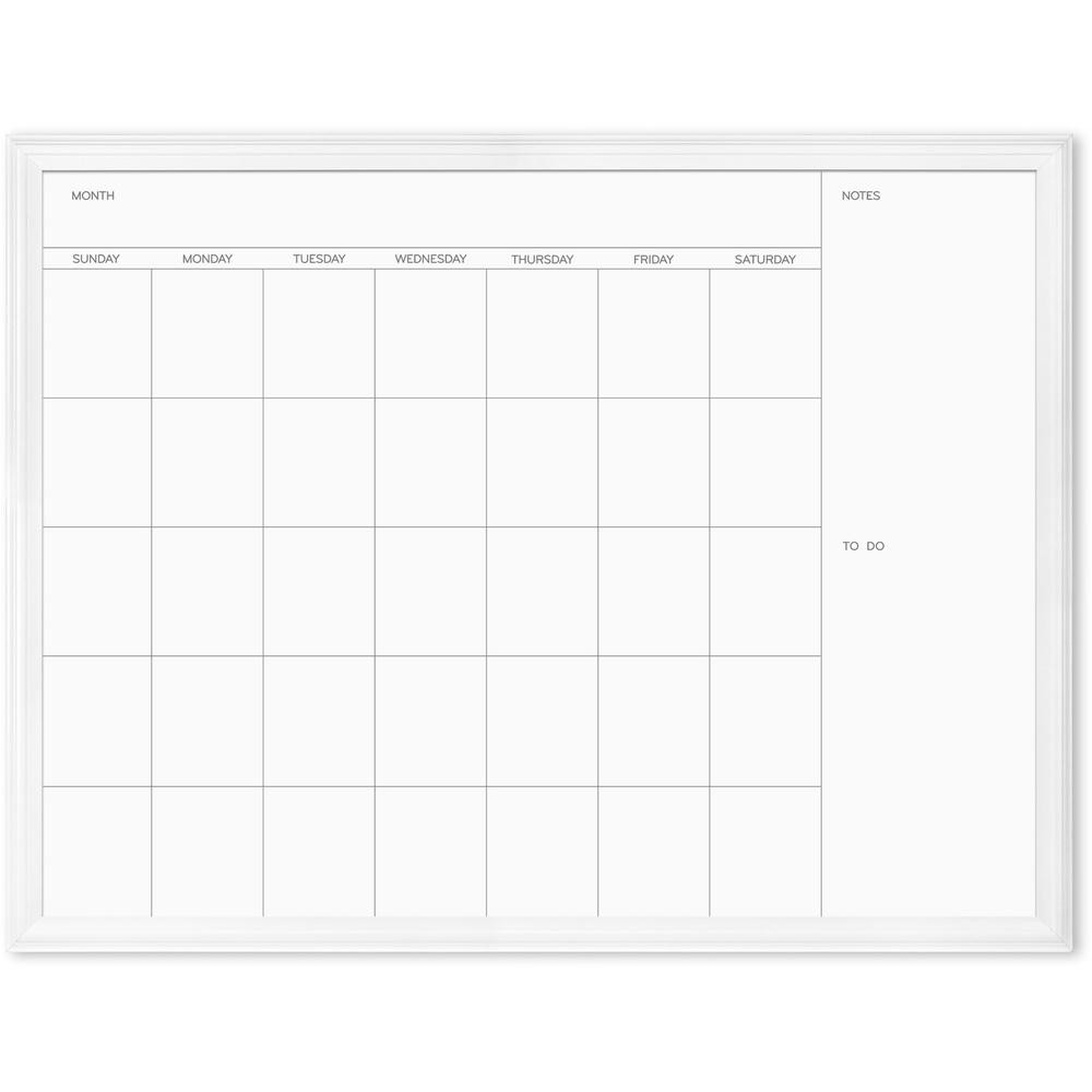 U Brands Magnetic Dry Erase Calendar - 30" (2.5 ft) Width x 40" (3.3 ft) Height - White Painted Steel Surface - White Wood Frame - Rectangle - Horizontal - 1 Each. Picture 1