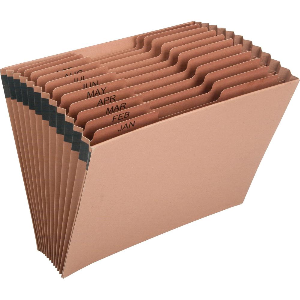 SKILCRAFT Letter Recycled Organizer Folder - 8 1/2" x 11" - 12 Pocket(s) - Brown - 30% Recycled - 1 Each. The main picture.
