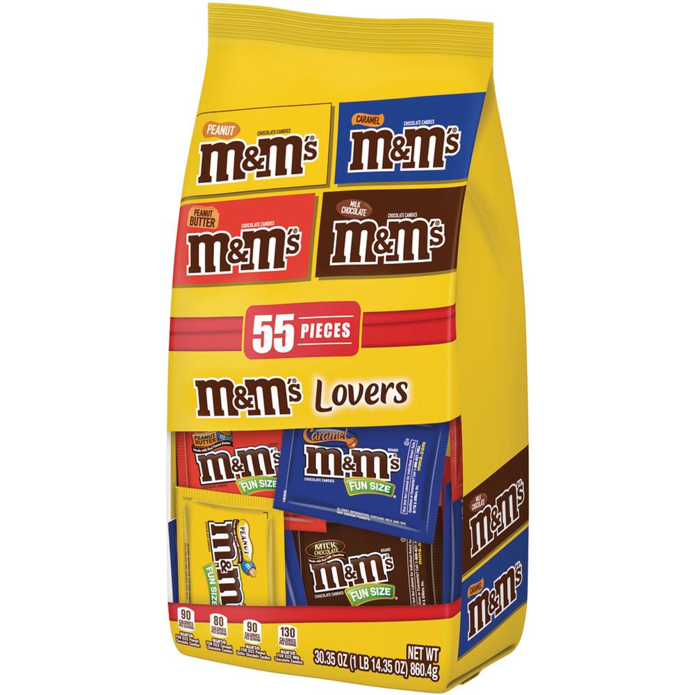 M&M's Chocolate Candies Lovers Variety Bag - Milk Chocolate, Peanut, Peanut Butter, Caramel - 1.90 lb - 1 Each - 55 Per Bag. The main picture.