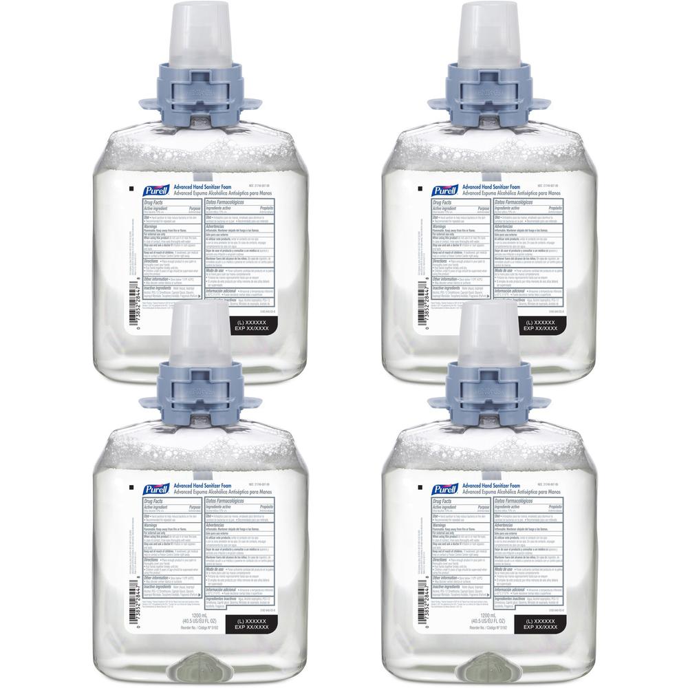 PURELL&reg; Hand Sanitizer Foam Refill - 40.6 fl oz (1200 mL) - Kill Germs - Hand - Moisturizing - Clear - 4 / Carton. Picture 1
