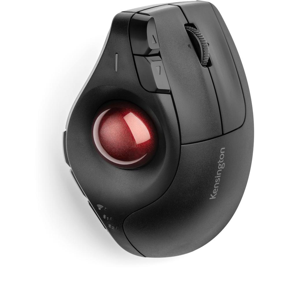 Kensington Pro Fit Ergo Vertical Wireless Trackball - Optical - Wireless - Bluetooth/Radio Frequency - 2.40 GHz - Black - 1 Pack - Scroll Wheel - 9 Button(s). Picture 1
