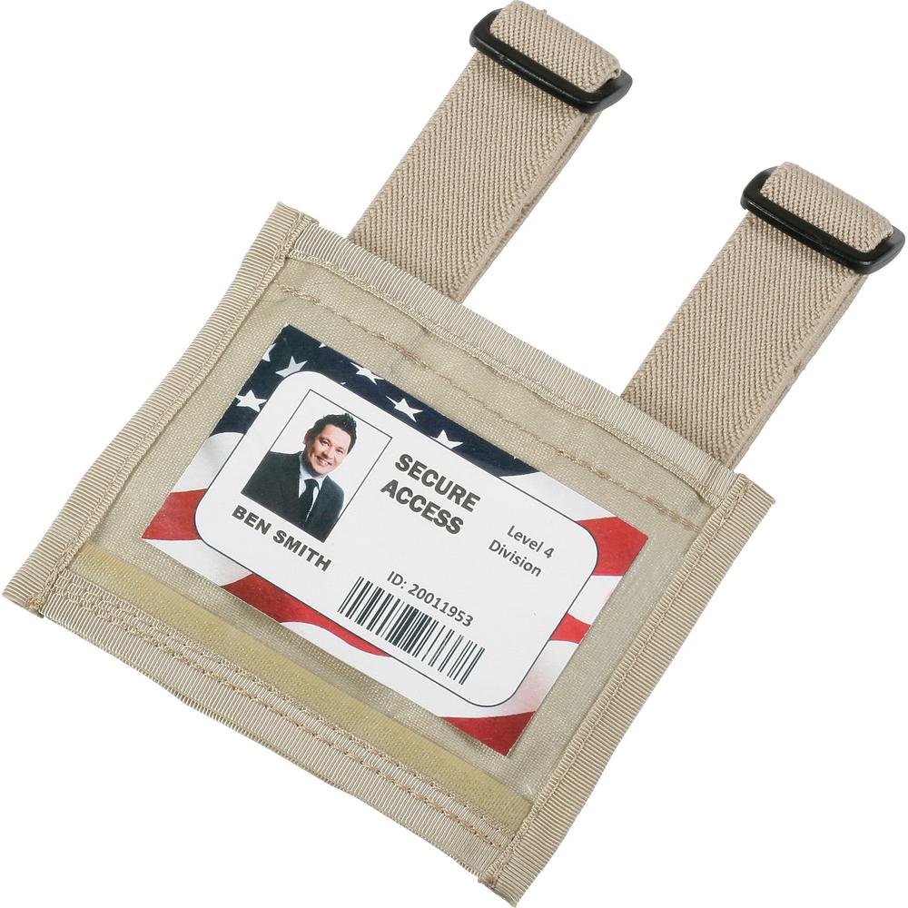 SKILCRAFT Armband ID Badge Holder - Vertical - 3.8" x 2.6" x - Plastic, Vinyl - 1 Each - Tan, Clear - TAA Compliant. The main picture.
