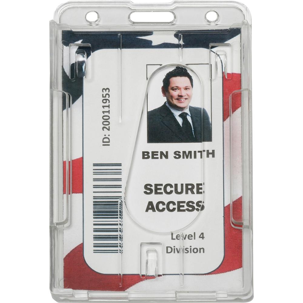 SKILCRAFT Dual ID Card Holder - Vertical - 3.4" x 2.1" x - 24 / Pack - Clear. The main picture.
