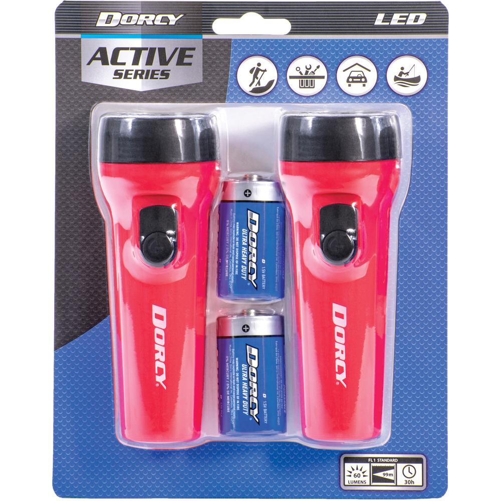 Dorcy LED Flashlights Pack - LED - 1 x D - Battery - Plastic - Weather Resistant - Blue - 1 / Pack. Picture 1