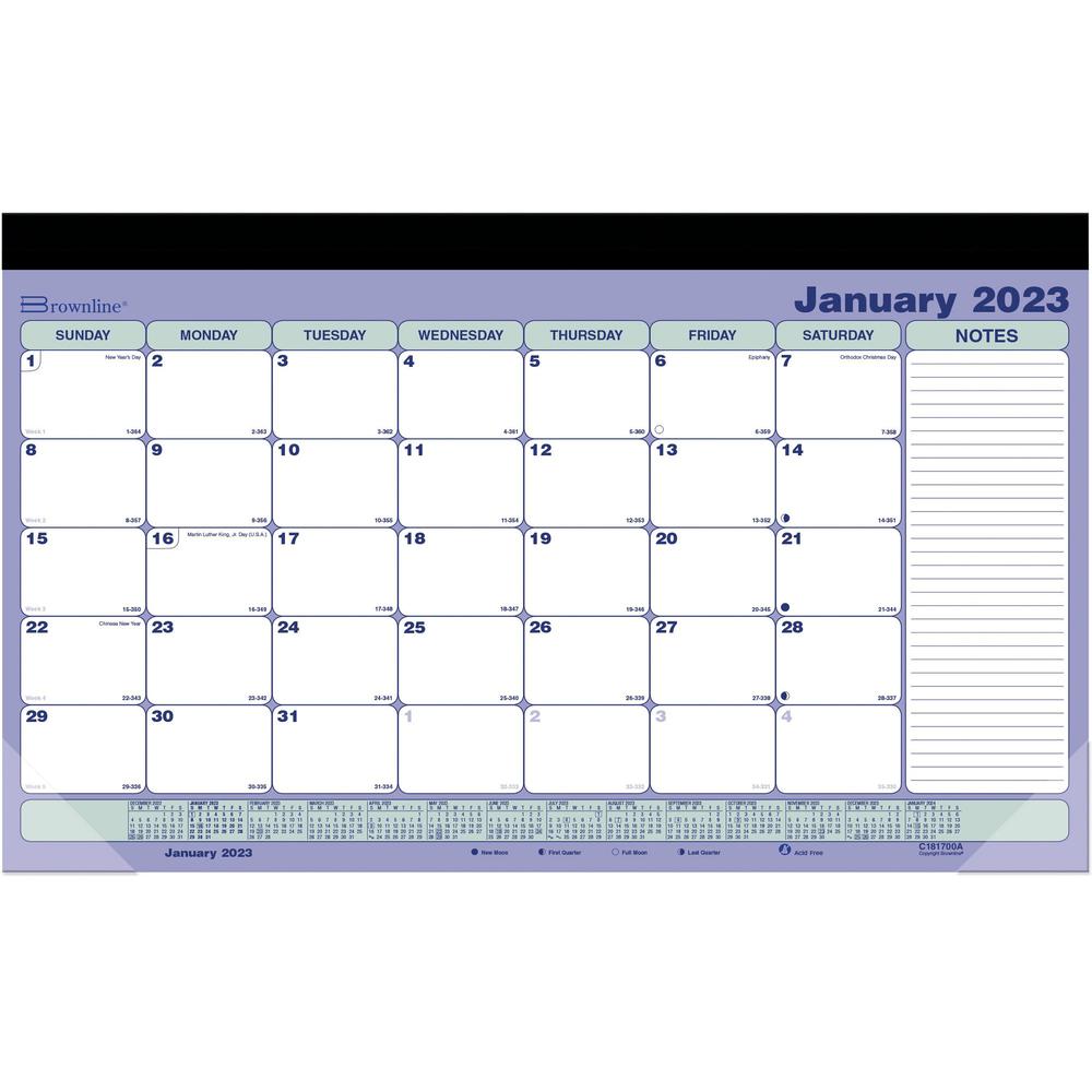 Brownline Magnetic Calendar - Monthly - 12 Month - January 2022 till December 2022 - 1 Month Single Page Layout - Twin Wire - Desk Pad - Multi - Chipboard, Paper - 10.9" Height x 17.8" Width - Non-ref. Picture 1