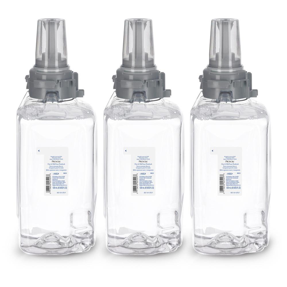 Provon ADX-12 Clear & Mild Foam Handwash - Fragrance-free ScentFor - 42.3 fl oz (1250 mL) - Pump Bottle Dispenser - Kill Germs - Hand - Moisturizing - Clear - Rich Lather, Dye-free, Bio-based - 1 Each. Picture 1