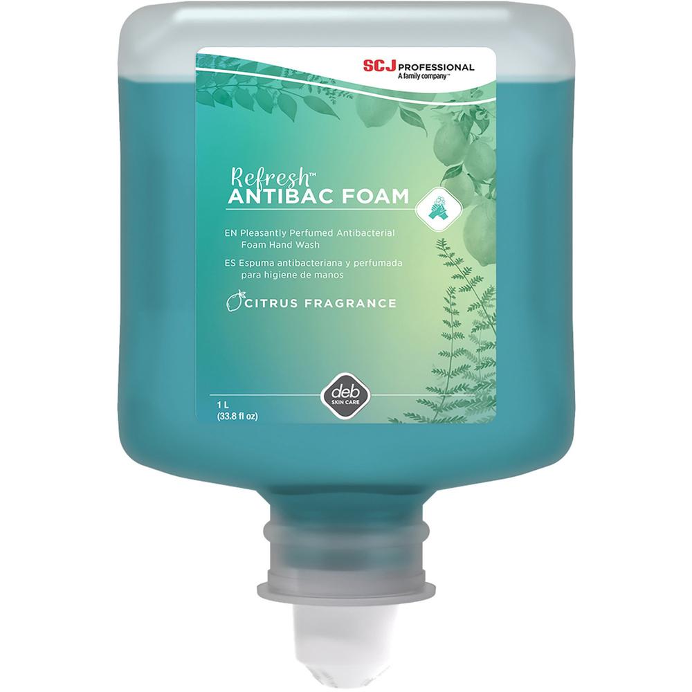 SC Johnson Refresh Foam Hand Soap - 33.8 fl oz (1000 mL) - Bacteria Remover - Hand - Moisturizing - Antibacterial - Green - Non-drying - 6 / Carton. Picture 1