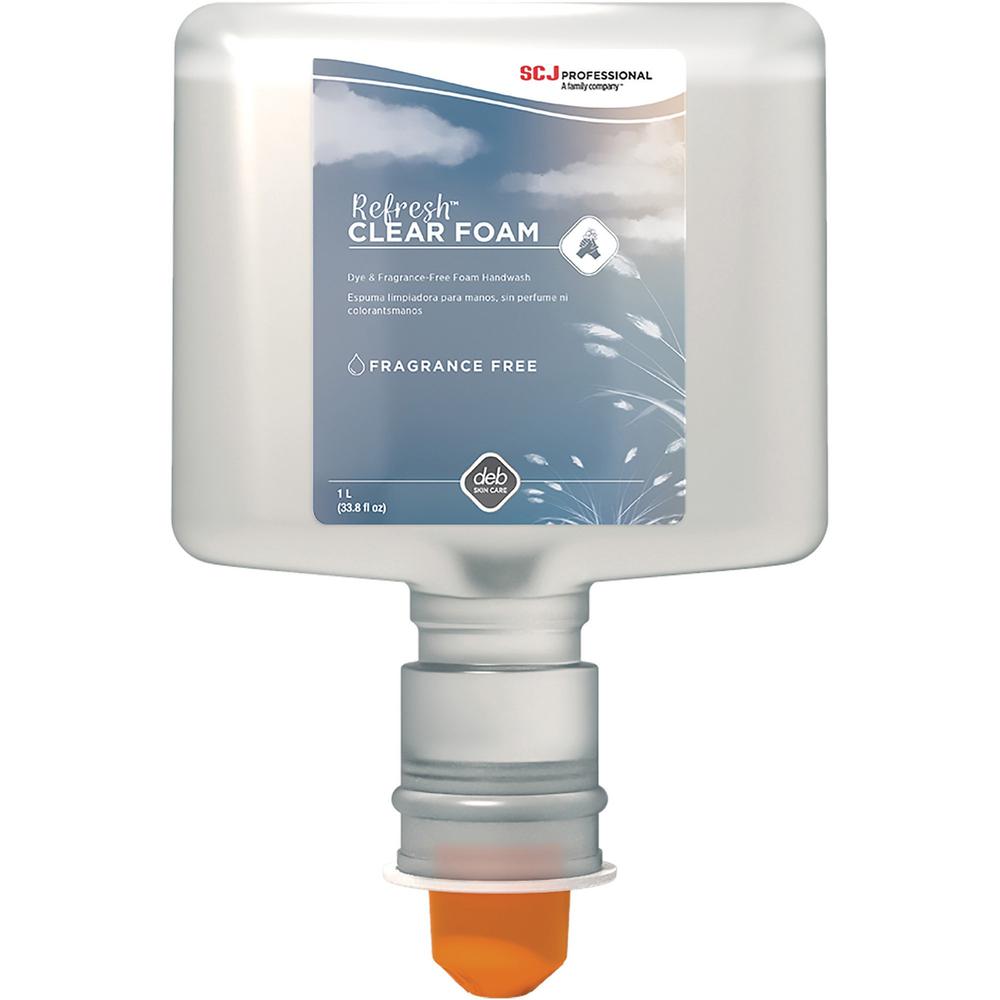 SC Johnson Hypoallergenic Foam Hand Soap - 40.6 fl oz (1200 mL) - Dirt Remover, Kill Germs - Hand - Moisturizing - Clear - Unscented, Dye-free, Anti-irritant - 3 / Carton. Picture 1