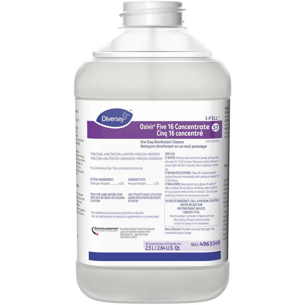 Diversey Oxivir Five 16 Concentrate - Concentrate Liquid - 84.5 fl oz (2.6 quart) - Characteristic Scent - 2 / Carton - Clear. The main picture.
