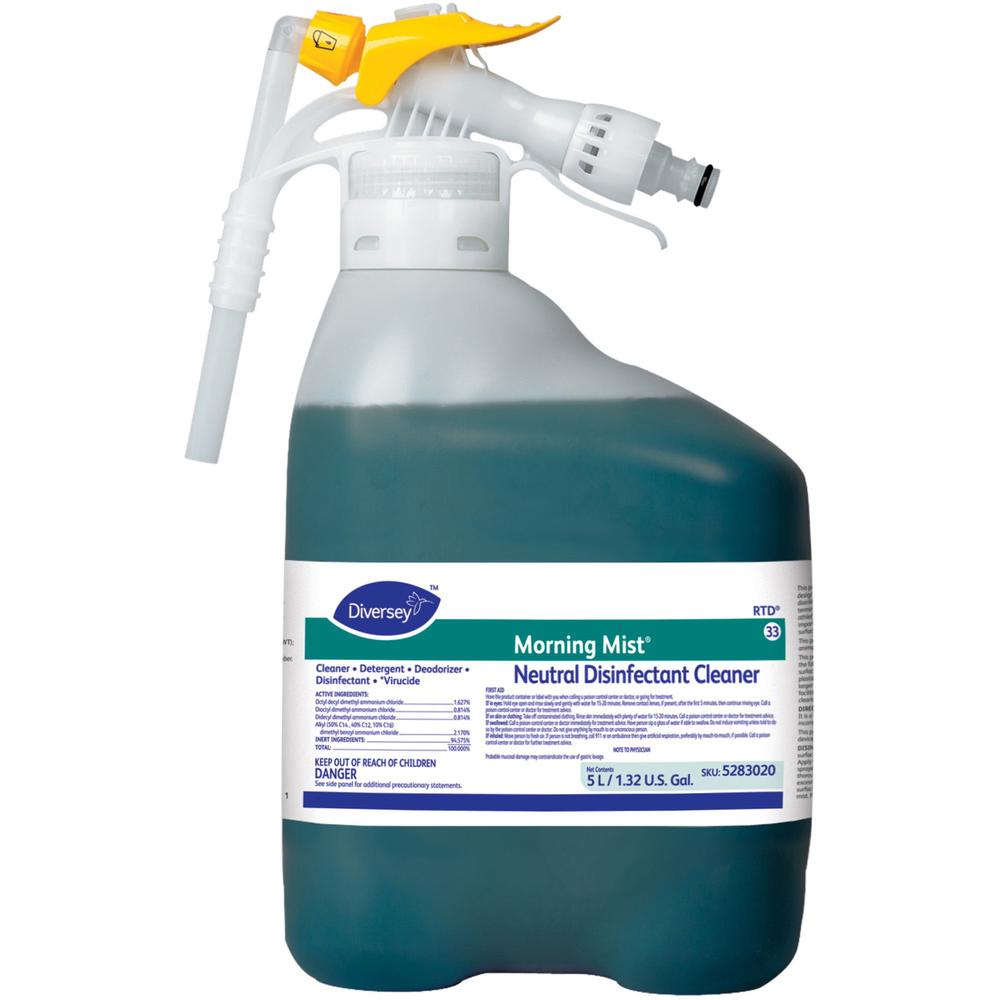 Diversey Quaternary Disinfectant Cleaner - Ready-To-Use Spray - 169 fl oz (5.3 quart) - Fresh Scent - 1 Each - Blue/Green. Picture 1