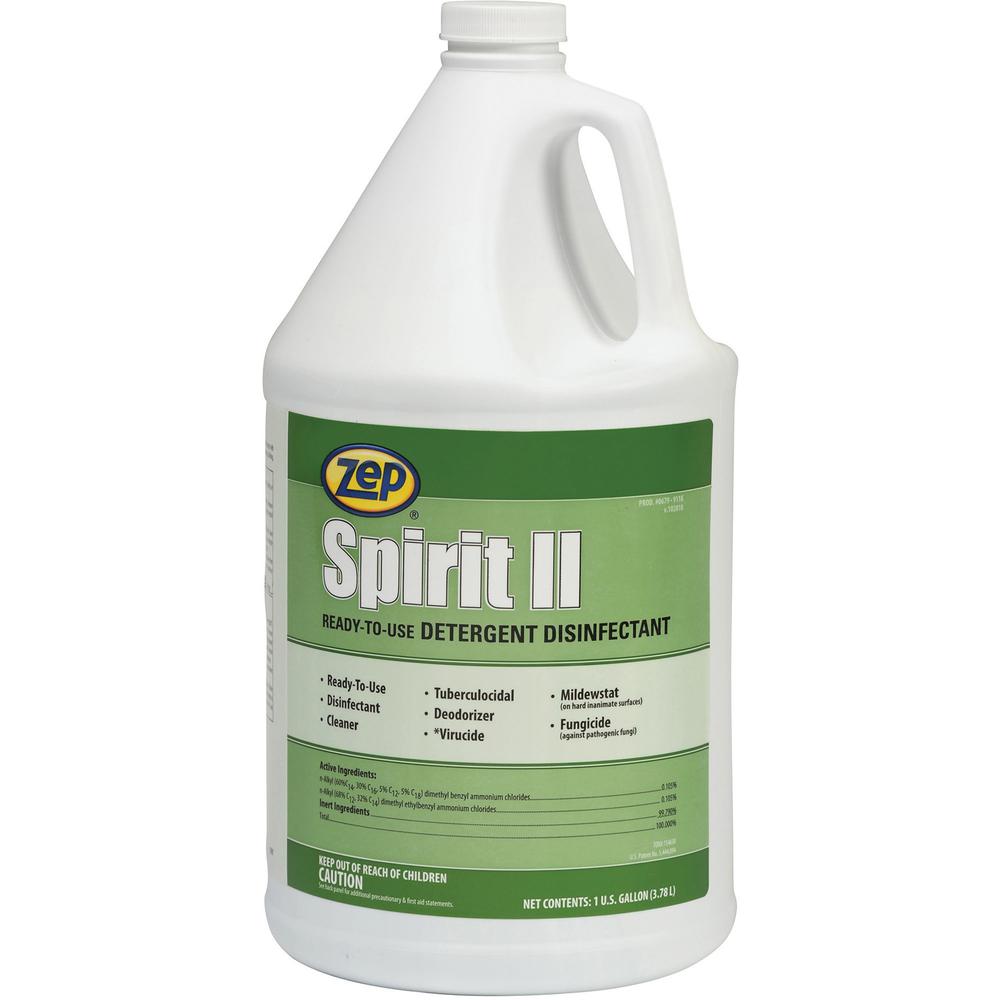 Zep Spirit II Detergent Disinfectant - Ready-To-Use Liquid - 128 fl oz (4 quart) - Bottle - 1 Each - Multi. The main picture.