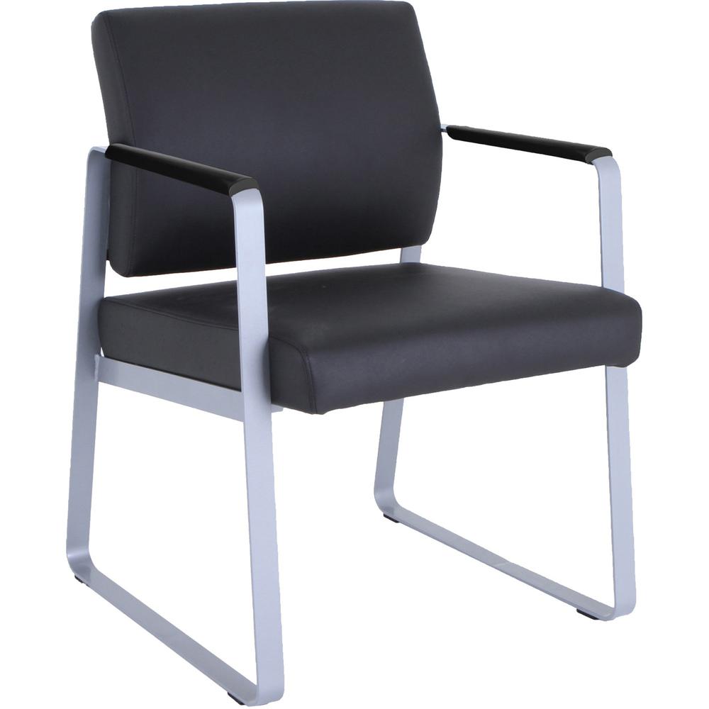 Lorell Healthcare Seating Guest Chair - Silver Powder Coated Steel Frame - Black - Vinyl - 1 / Each. The main picture.