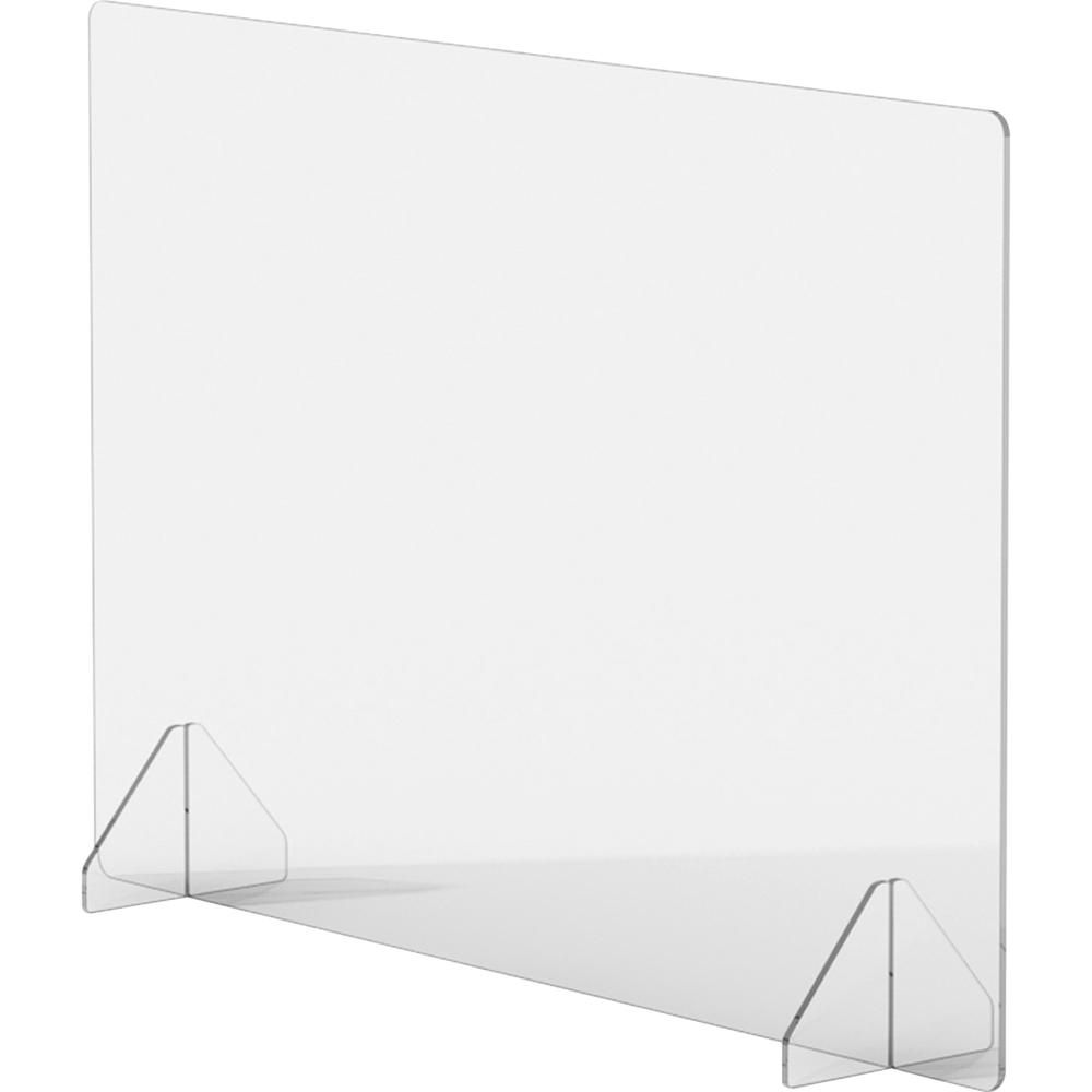 Lorell Social Distancing Barrier - 36" Width x 7" Depth x 24" Height - 1 Each - Clear - Acrylic. Picture 1