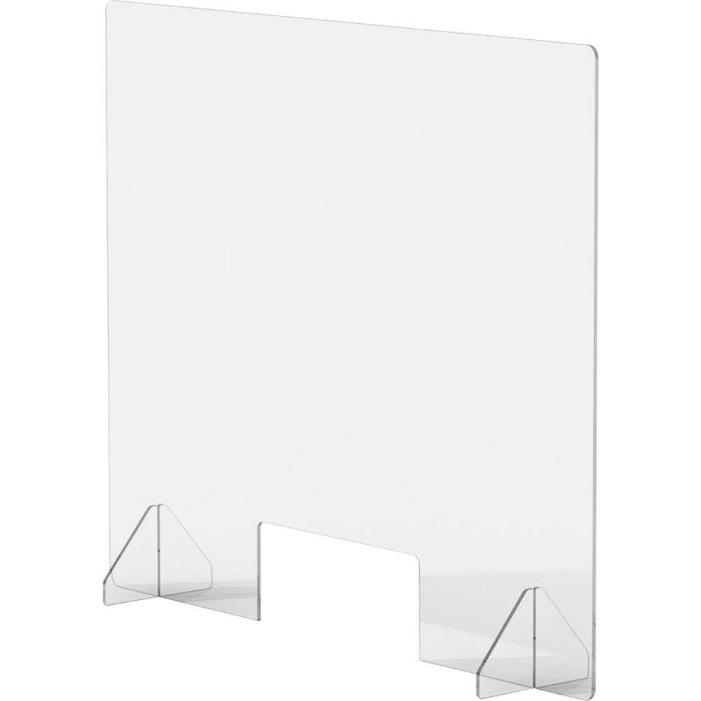 Lorell Social Distancing Barrier w/Pass-Through Cutout - 36" Width x 7" Depth x 30" Height - 1 Each - Clear - Acrylic. Picture 1