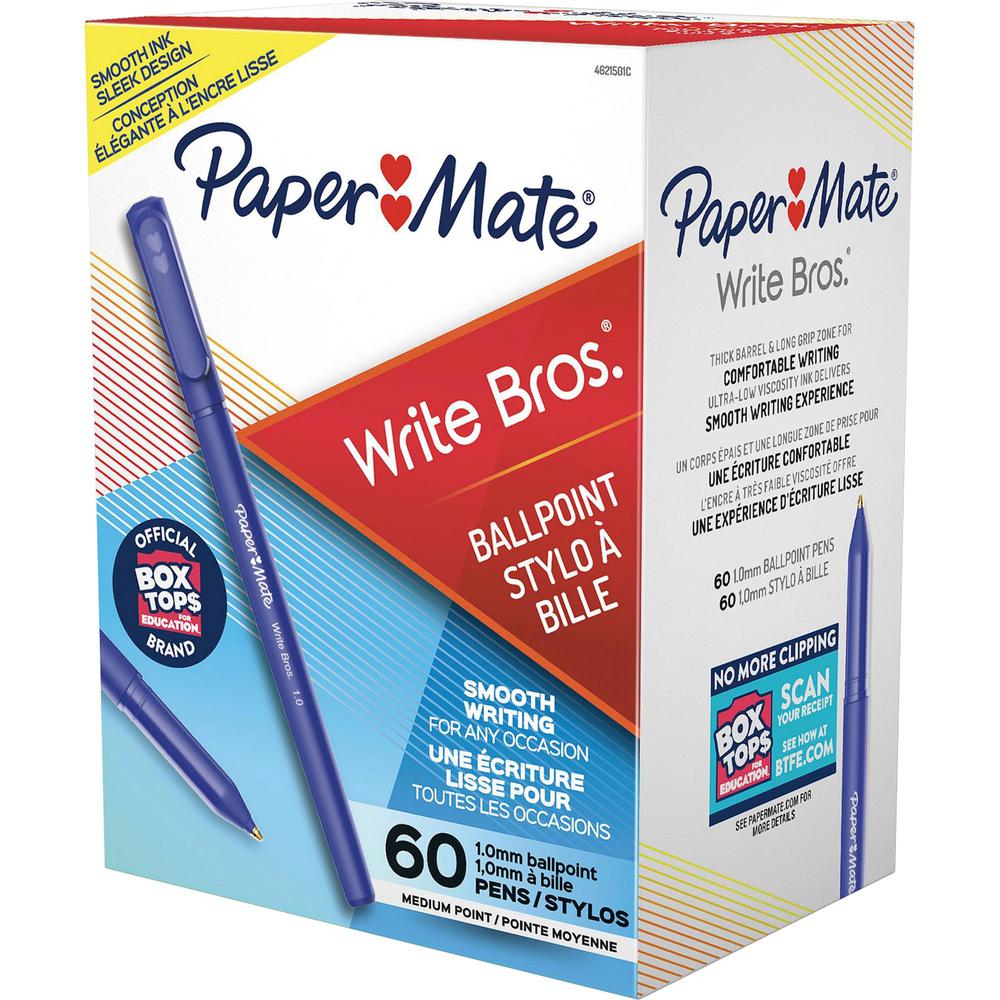 Paper Mate Medium Tip Capped Ball Point Pens - Medium Pen Point - Blue - 60 / Box. Picture 1