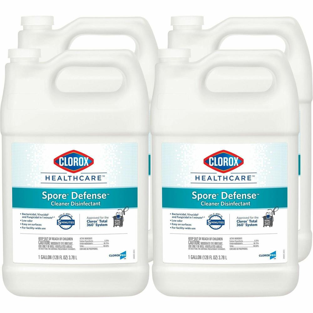 Clorox Spore Defense Disinfectant Cleaner - Ready-To-Use Liquid - 128 fl oz (4 quart) - Bottle - 4 / Carton - White. The main picture.