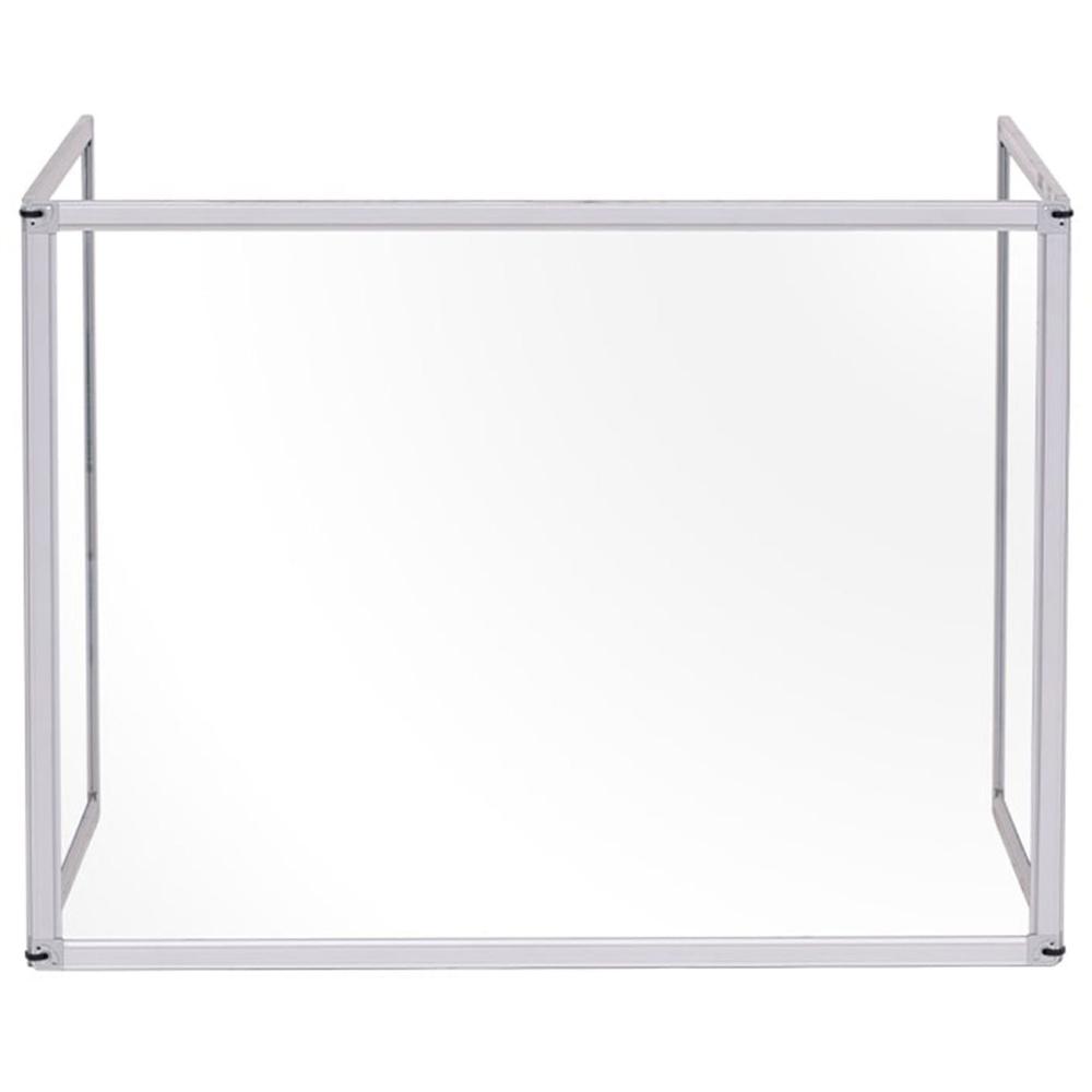 Bi-silque Desktop Divider Glass Barrier - 35.4" Width x 0.5" Depth x 23.6" Height x 53.2" Length - 1 Each - Aluminum - Glass. Picture 1