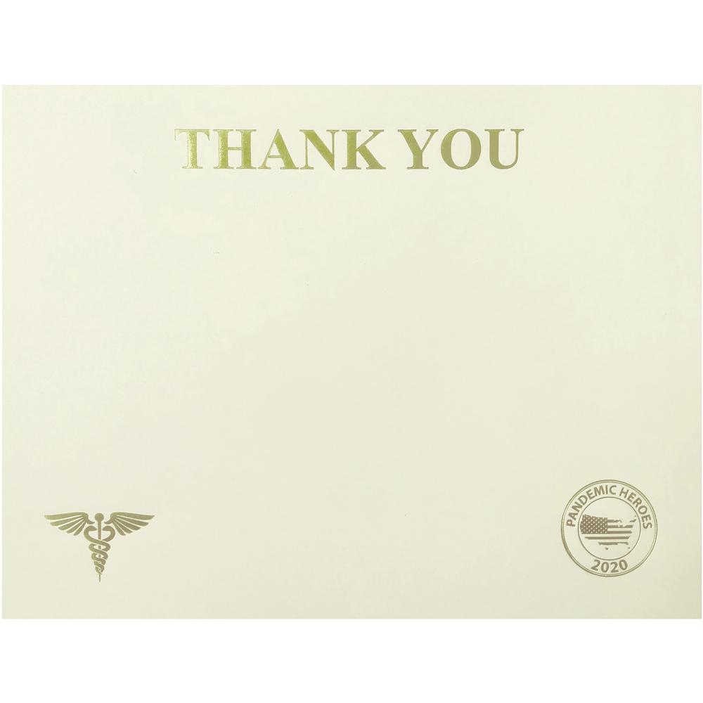 St. James&reg; Premium-Weight Certificates - 65 lb Basis Weight - "Thank You" - 8.5" x 11" - Inkjet, Laser Compatible - Ivory, Gold Foil - 25 / Pack - TAA Compliant. Picture 1