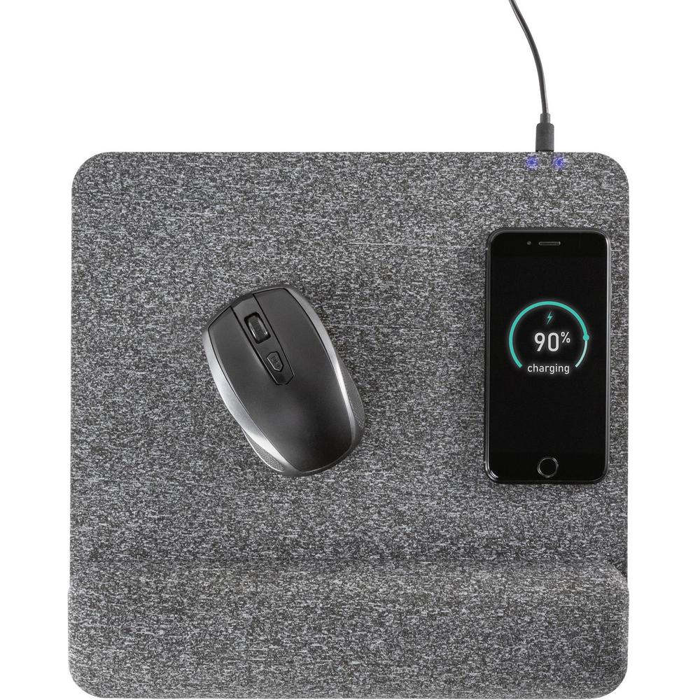 Allsop PowerTrack Plush Wireless Charging Mousepad - (32304) - 1.85" x 11.60" Dimension - Gray - Memory Foam - 1 Pack Retail. The main picture.