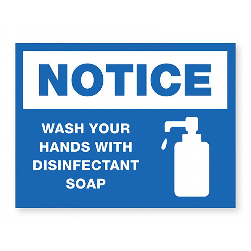 Lorell NOTICE Wash Hands With Disinfect Soap Sign - 1 Each - NOTICE Wash Hands Print/Message - 8" Width - Rectangular Shape - White Print/Message Color - Easy to Clean, Easy Installation - Acrylic - B. Picture 1