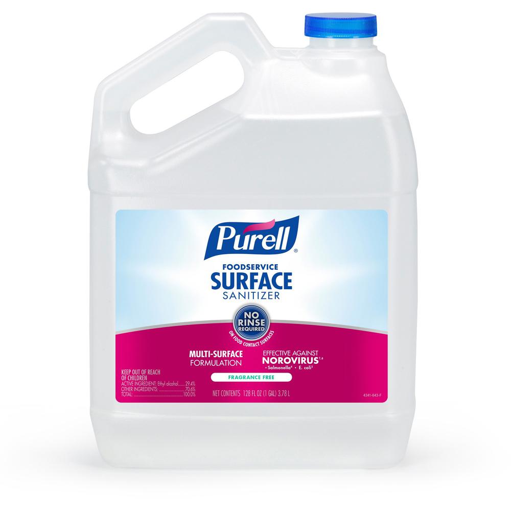 PURELL&reg; Foodservice Surface Sanitizer Gallon Refill - Ready-To-Use Liquid - 128 fl oz (4 quart) - Bottle - 1 Each - Clear. The main picture.