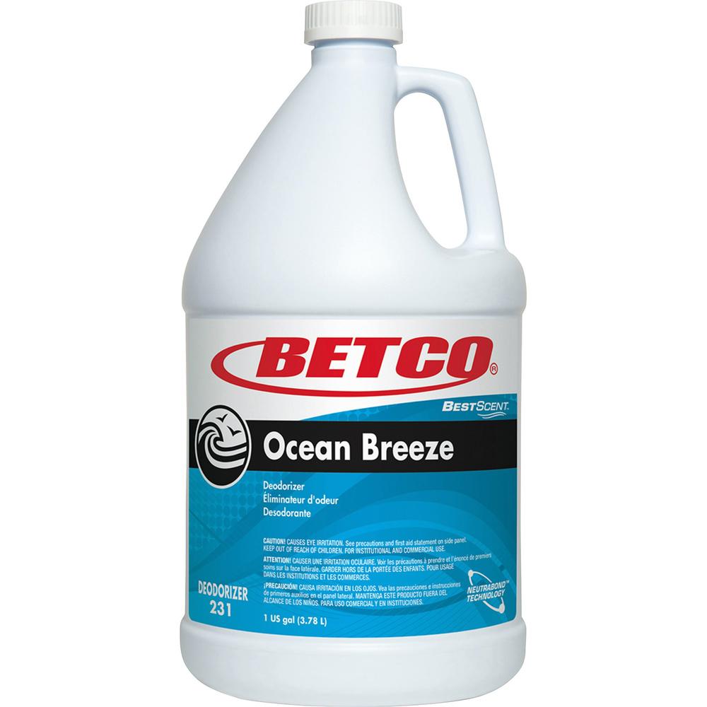 Betco Best Scent Ocean Breeze Deodorizer - Liquid - 1000 Sq. ft. - 128 fl oz (4 quart) - Ocean Breeze - 1 Each - VOC-free. Picture 1