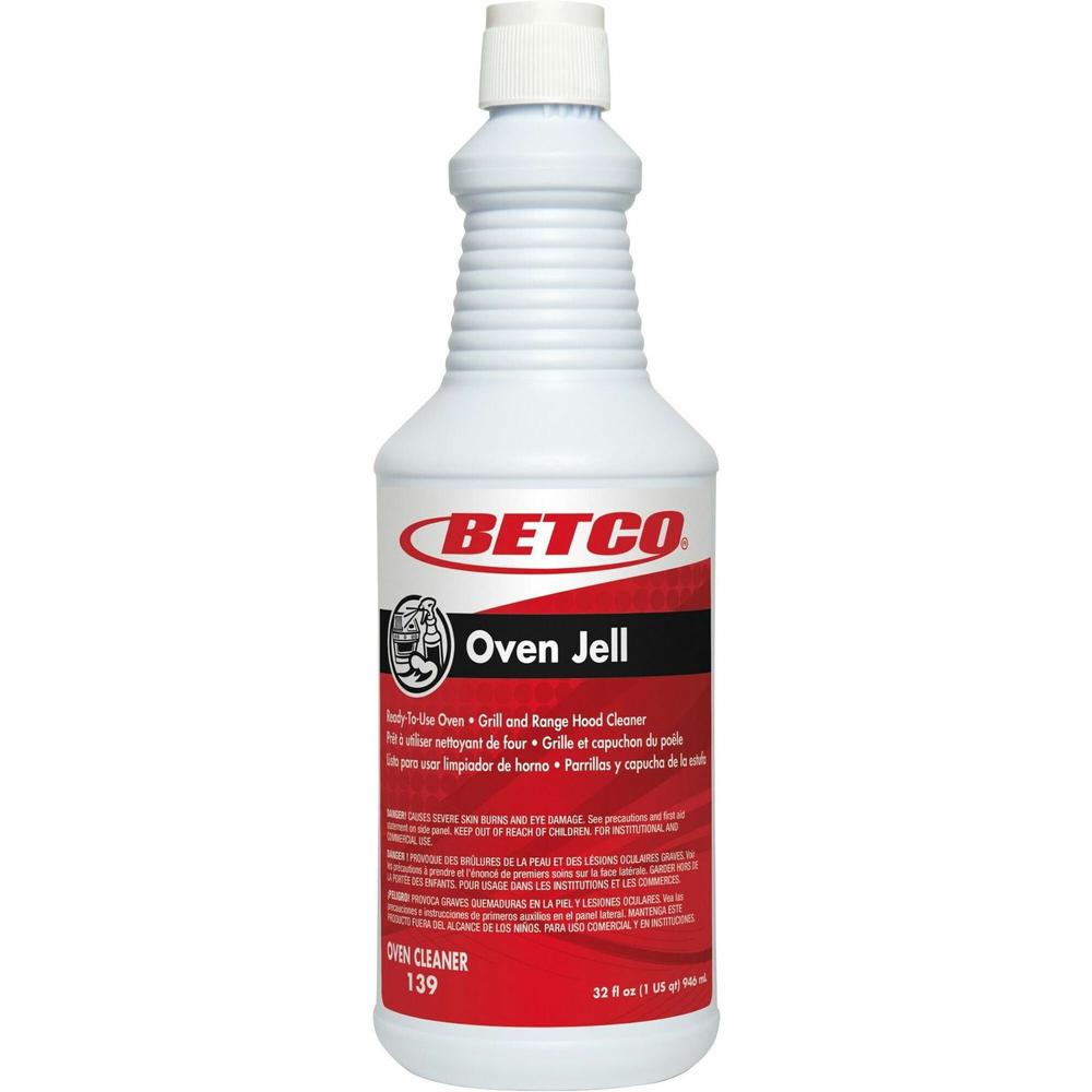 Betco Oven Jell Ready-To-Use Oven/Grill/Range Hood Cleaner - Ready-To-Use - 32 oz (2 lb) - Citrus Scent - 1 Each - Amber, Orange. Picture 1
