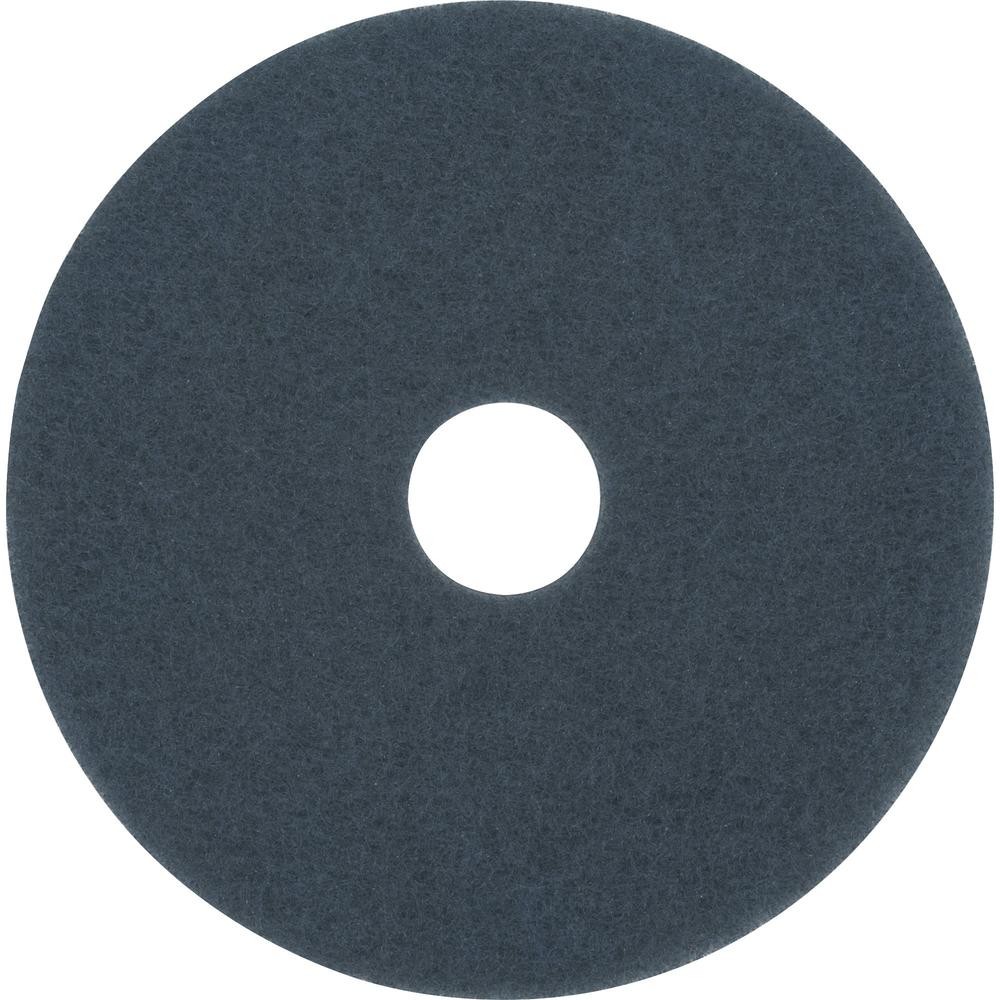 3M Blue Cleaner Pad 5300 - 5/Carton - Round x 14" Diameter x 1" Thickness - Scrubbing, Cleaning - Concrete, Vinyl Composition Tile (VCT), Sheet Vinyl, Linoleum Floor - 175 rpm to 600 rpm Speed Support. Picture 1