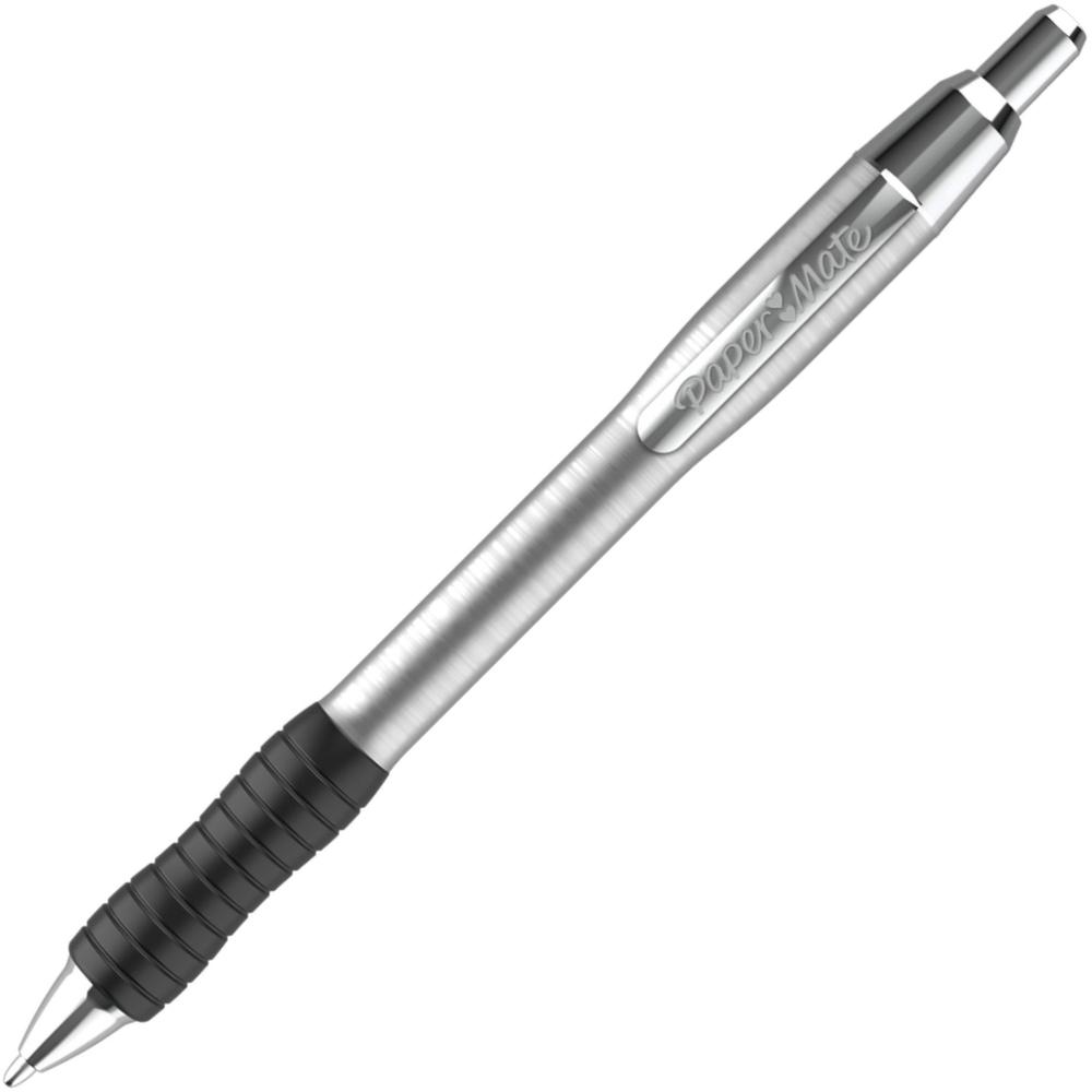 Paper Mate Profile Ballpoint Pen - 1 mm Pen Point Size - Retractable - Black - Stainless Steel Barrel - 1 Dozen. Picture 1