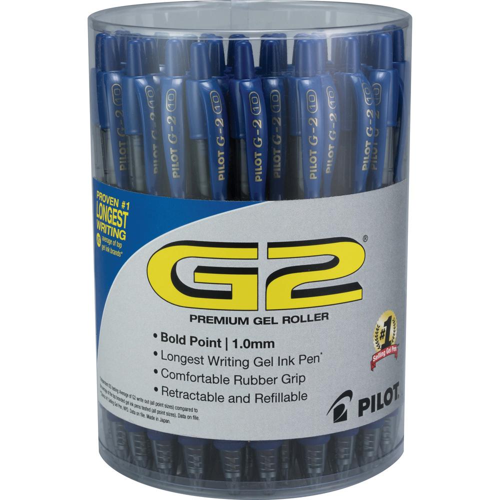 G2 1.0mm Gel Pens - Bold Pen Point - 1 mm Pen Point Size - Refillable - Retractable - Blue Gel-based Ink - Clear Barrel - 36 / Pack. Picture 1