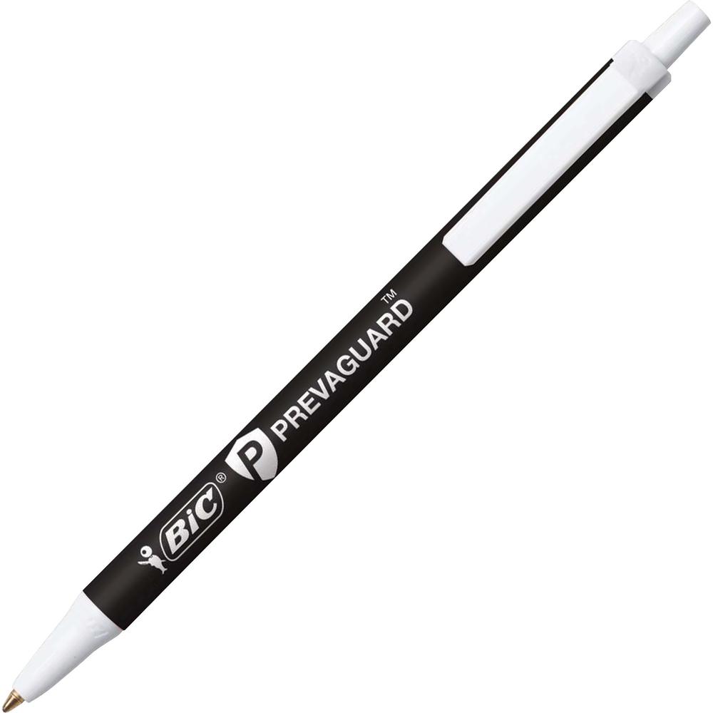 BIC PrevaGuard Clic Stic Antimicrobial Ballpoint Pen - Medium Pen Point - 1 mm Pen Point Size - Retractable - Black - Black Barrel - 1 Dozen. Picture 1