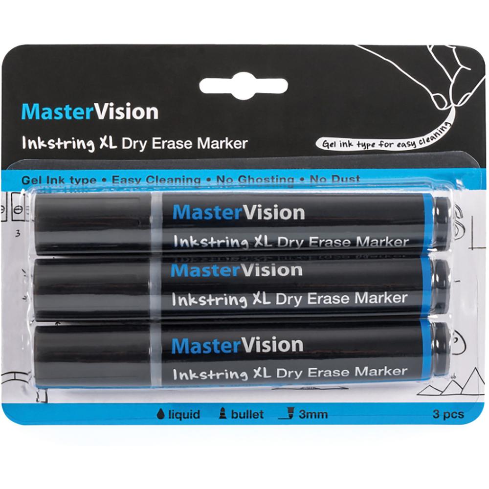 Bi-silque Dry Erase Markers - 3 mm Marker Point Size - Bullet Marker Point Style - Black Gel-based Ink - 3 Each. Picture 1