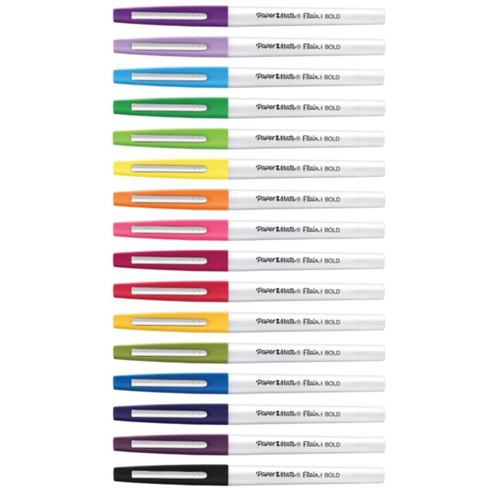 Paper Mate Flair Felt Tip Pens - Bold Pen Point - Assorted - 16 / Pack. The main picture.