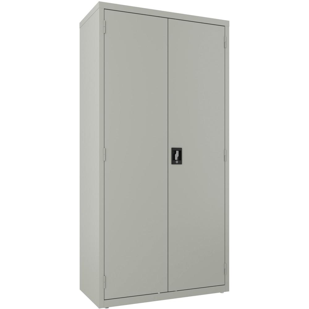Lorell Wardrobe Storage Cabinet - 36" x 18" x 72" - 2 x Shelf(ves) - Durable, Welded, Recessed Handle, Removable Lock, Locking System, Adjustable Shelf - Light Gray - Steel - Recycled. Picture 1