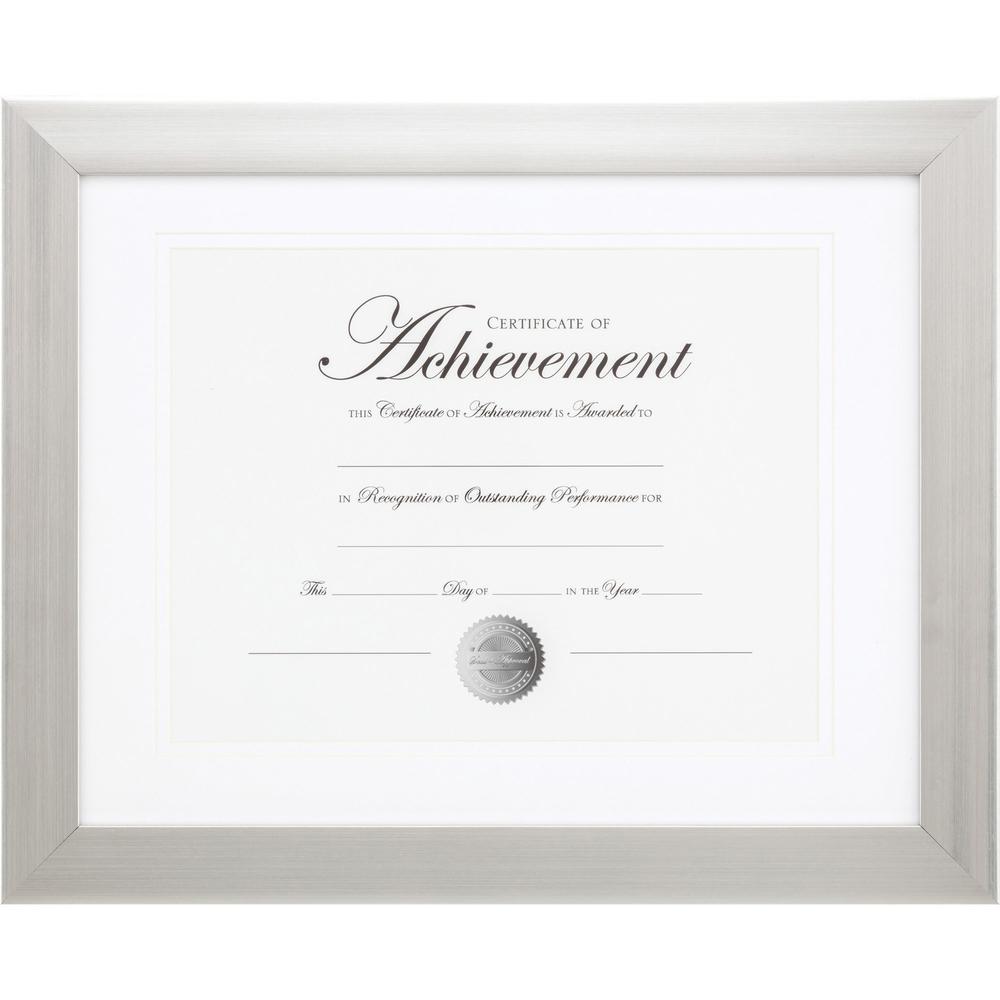 Burnes Brushed Silver Document Frame - 11" x 14" Frame Size - Rectangle - Vertical, Horizontal - 1 Each - Brushed Silver. The main picture.